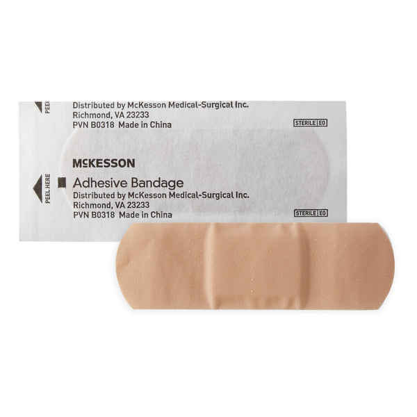 McKesson Adhesive Strip 1 X 3 Inch Plastic Rectangle Tan Sterile (466878_BX) 100/BX