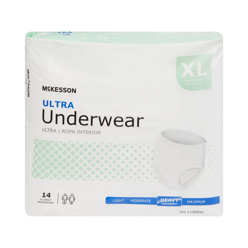 McKesson Ultra Unisex Adult Absorbent Underwear Pull On with Tear Away Seams X-Large Disposable Heavy Absorbency (724918_CS) 4/CS