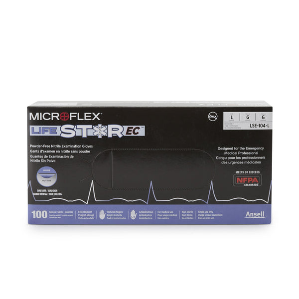 LifeStar™ EC Exam Glove Large NonSterile Nitrile Extended Cuff Length Textured Fingertips White / Blue Fentanyl Tested (1086858_BX) 100/BX