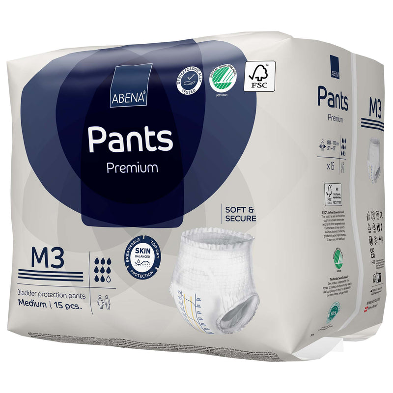 Abena® Premium Pants M3 Unisex Adult Absorbent Underwear Pull On with Tear Away Seams Medium Disposable Heavy Absorbency (1218231_CS) 90/CS