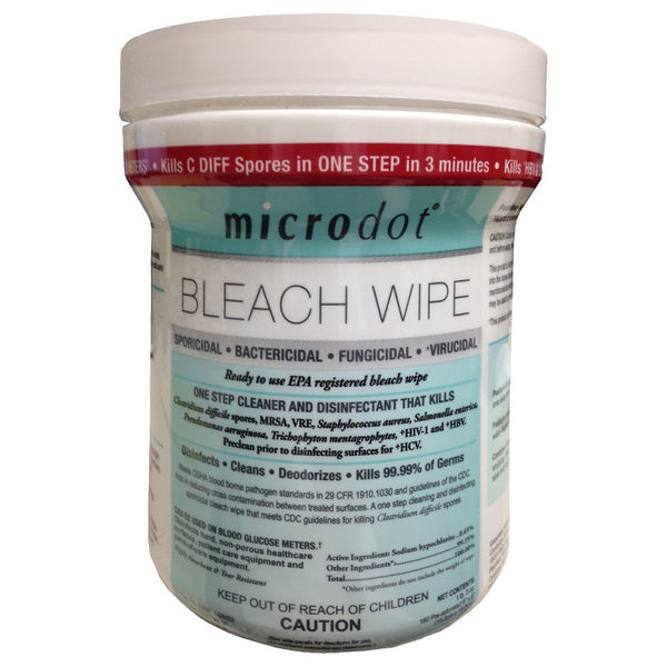 microdot® Surface Disinfectant Premoistened Manual Pull Wipe 160 Count Canister Bleach Scent NonSterile (807445_CS) 1920/CS