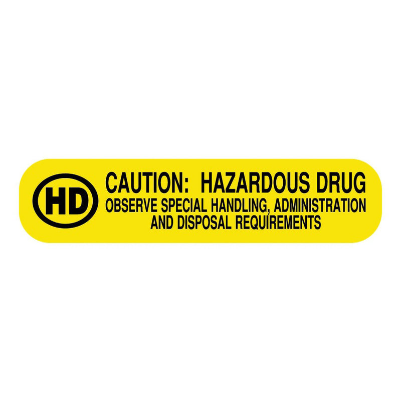 UAL™ Pre-Printed Label Caution Label Yellow Paper Caution: Hazardous Drug Black Biohazard 3/8 X 1-5/8 Inch (1142129_RL) 1000/RL