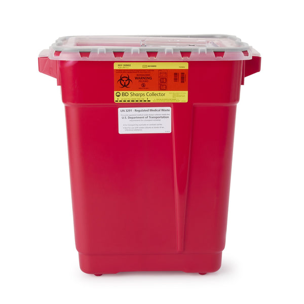 BD™ Sharps Container Red Base 18-1/2 X 17-3/4 X 11-3/4 Inch Vertical Entry 9 Gallon (457101_CS) 8/CS