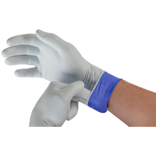 LifeStar™ EC Exam Glove X-Large NonSterile Nitrile Extended Cuff Length Textured Fingertips White / Blue Fentanyl Tested (1088186_BX) 100/BX