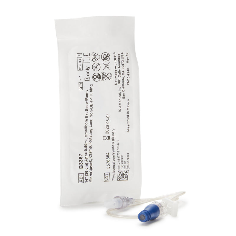 ICU IV Extension Set Needle-Free Port Small Bore 14 Inch Tubing (1136534_CS) 50/CS