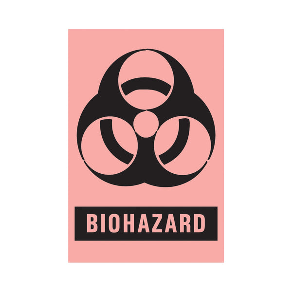 Timemed Pre-Printed Label Caution Label Fluorescent Red Paper Biohazard / Symbol Black Biohazard 2 X 3 Inch (70195_RL) 1/RL