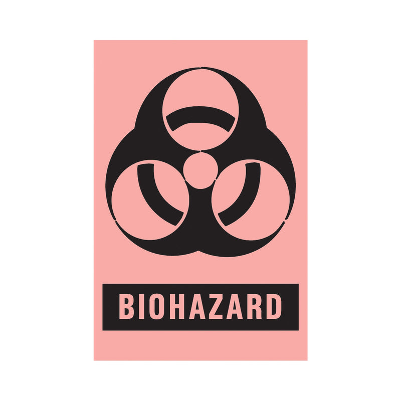 Timemed Pre-Printed Label Caution Label Fluorescent Red Paper Biohazard / Symbol Black Biohazard 2 X 3 Inch (70195_RL) 1/RL