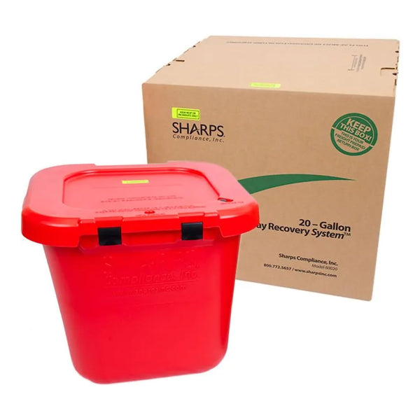 TakeAway® Recovery System Mailback Chemotherapy Container Red Base 21-1/2 L X 21-1/4 W X 18-1/2 H Inch Horizontal Entry 20 Gallon (1136573_CS) 1/CS
