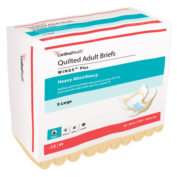 Wings™ Plus Quilted Unisex Adult Incontinence Brief X-Large Disposable Heavy Absorbency (868374_BG) 15/BG