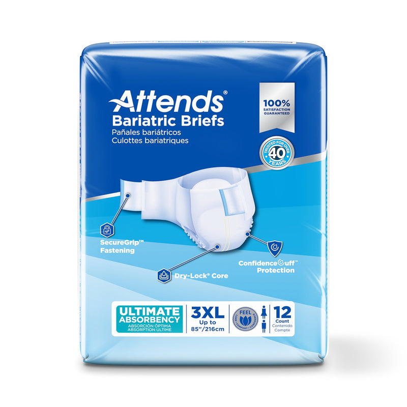 Attends® Bariatric Unisex Adult Incontinence Brief 3X-Large Disposable Heavy Absorbency (1247855_BG) 12/BG