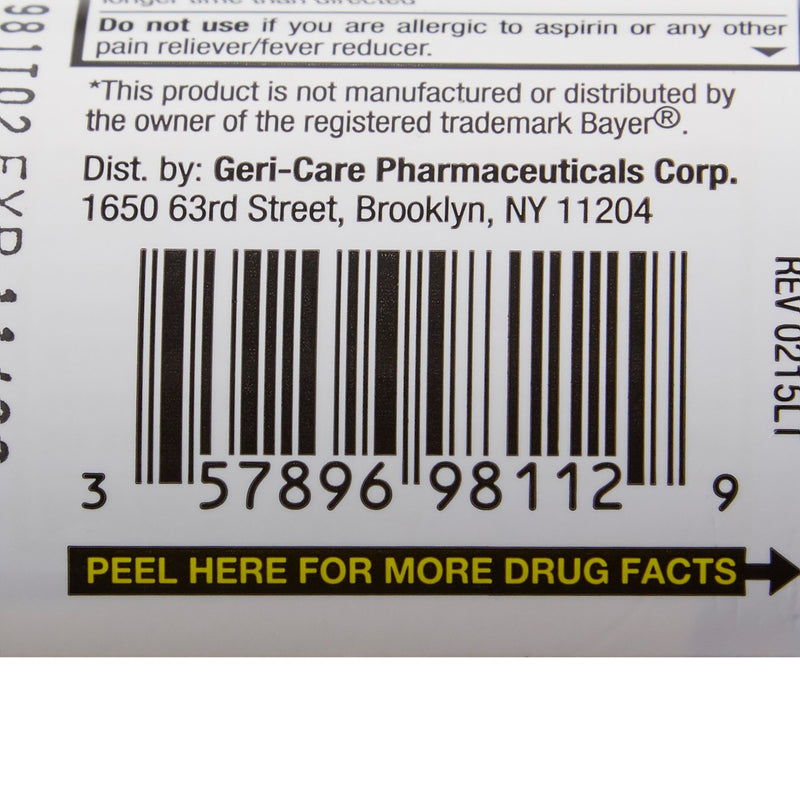 HEALTHSTAR® Pain Relief 81 mg Strength Aspirin Tablet 120 per Bottle (1043633_BT) 1/BT