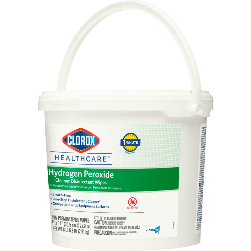 Clorox Healthcare® Surface Disinfectant Cleaner Premoistened Hydrogen Peroxide Based Manual Pull Wipe 185 Count Pail Unscented NonSterile (853531_CT) 1/CT