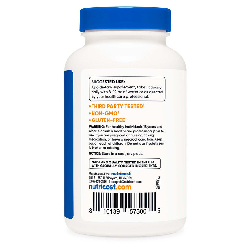nutricost® Dietary Supplement Zinc Picolinate 50 mg Strength Capsule 240 Per Bottle (1270263_CS) 12/CS