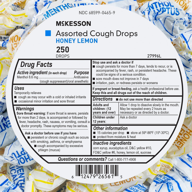 McKesson Brand Cold and Cough Relief 8.6 mg Strength Lozenge 250 per Jar (1111747_JR) 250/JR
