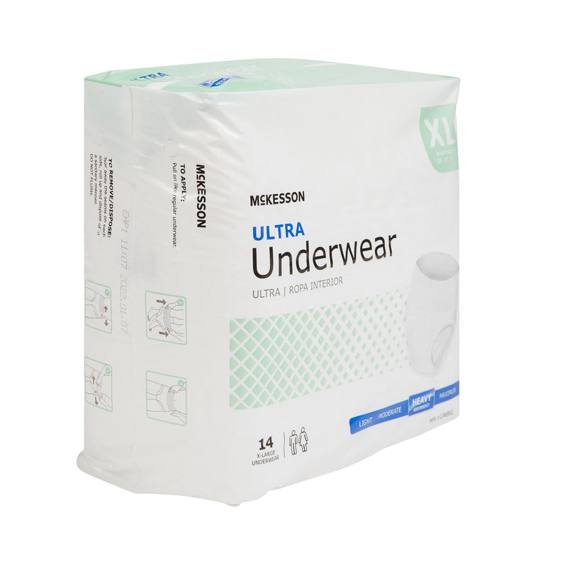 McKesson Ultra Unisex Adult Absorbent Underwear Pull On with Tear Away Seams X-Large Disposable Heavy Absorbency (724918_CS) 4/CS