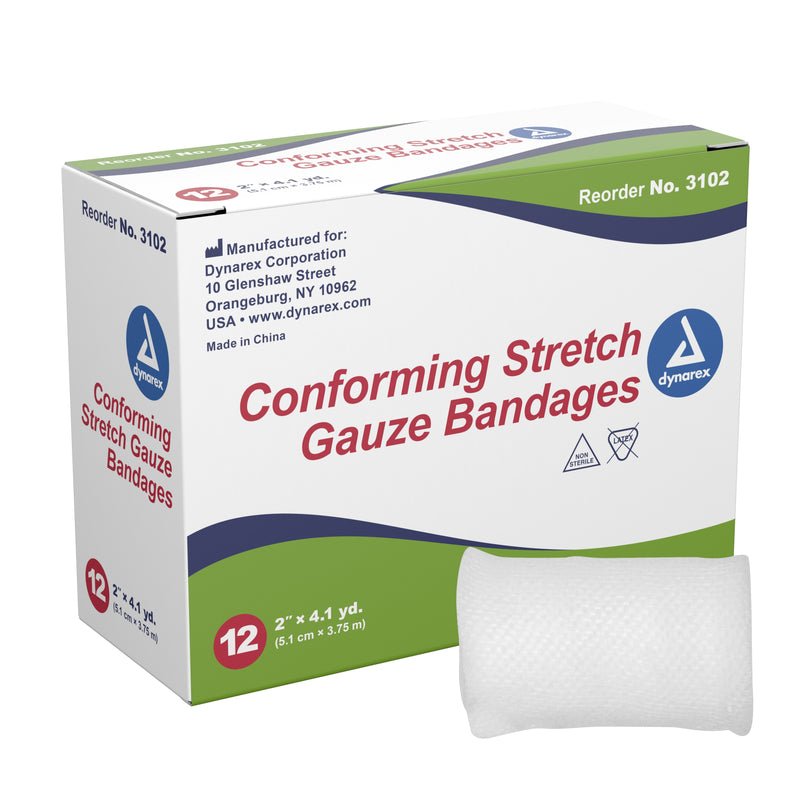Dynarex® Conforming Bandage 2 Inch X 4-1/10 Yard 1-Ply NonSterile 12 per Pack (691352_CS) 96/CS