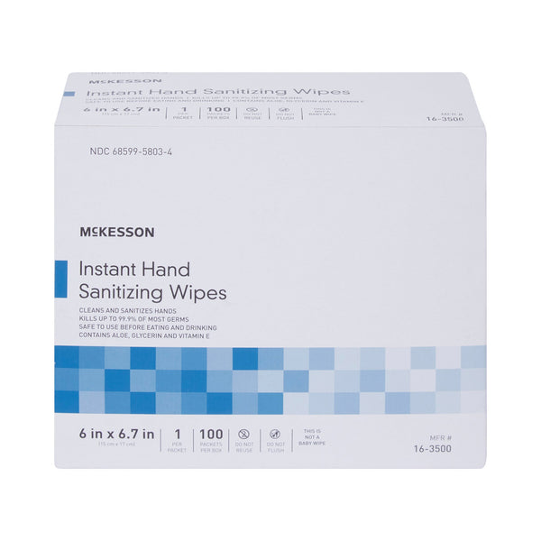 McKesson Hand Sanitizing Wipe 100 Count Ethyl Alcohol Wipe Individual Packet (1055597_CS) 1000/CS