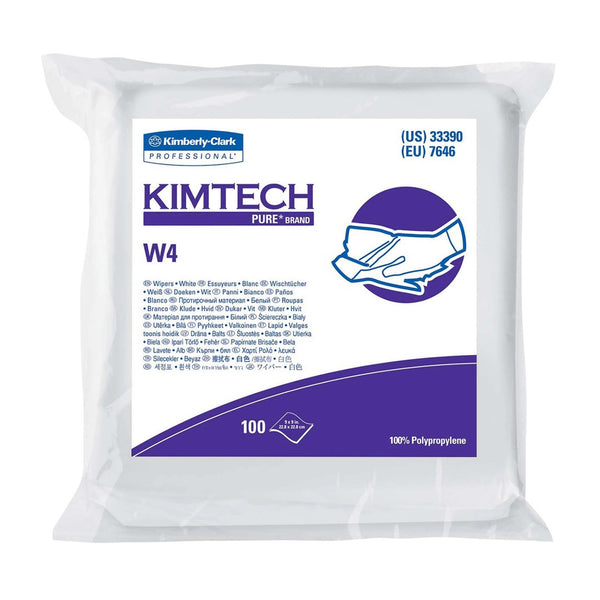 KIMTECH PURE W4 Cleanroom Wipe ISO Class 4 100 Count Double Bag 9 X 9 Inch NonSterile Disposable (566444_CS) 500/CS