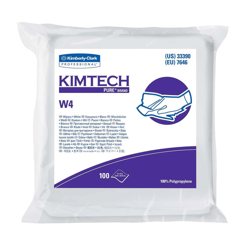 KIMTECH PURE W4 Cleanroom Wipe ISO Class 4 100 Count Double Bag 9 X 9 Inch NonSterile Disposable (566444_PK) 100/PK