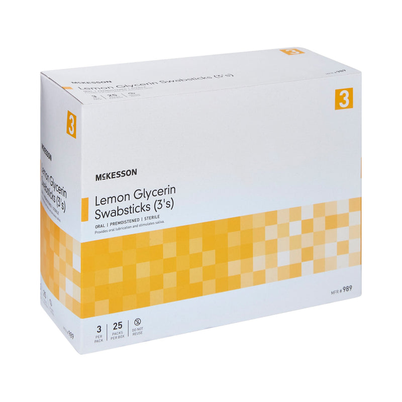 McKesson Lemon Glycerin Swabstick Rayon Tip 3 per Pack (877336_BX) 25/BX
