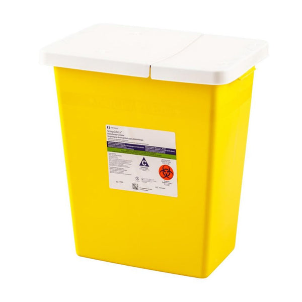 SharpSafety™ Chemotherapy Waste Container Yellow Base 17-1/2 H X 15-1/2 W X 11 D Inch Horizontal / Vertical Entry 8 Gallon (178538_EA) 1/EA