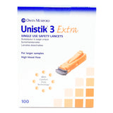 Unistik 3 Safety Lancet 21 Gauge Retractable Push Button Activation Finger (539416_BX) 100/BX