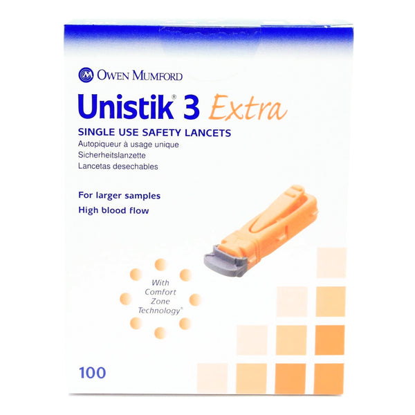 Unistik 3 Safety Lancet 21 Gauge Retractable Push Button Activation Finger (539416_BX) 100/BX