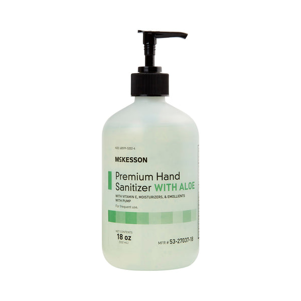 McKesson Premium Hand Sanitizer with Aloe 18 oz. Ethyl Alcohol Gel Pump Bottle (937918_CS) 12/CS