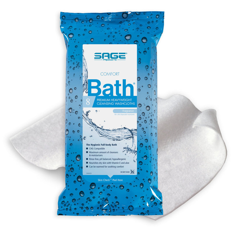 Comfort Bath® Premium Heavyweight Rinse-Free Bath Wipe Soft Pack Scented 8 Count (332490_PK) 8/PK