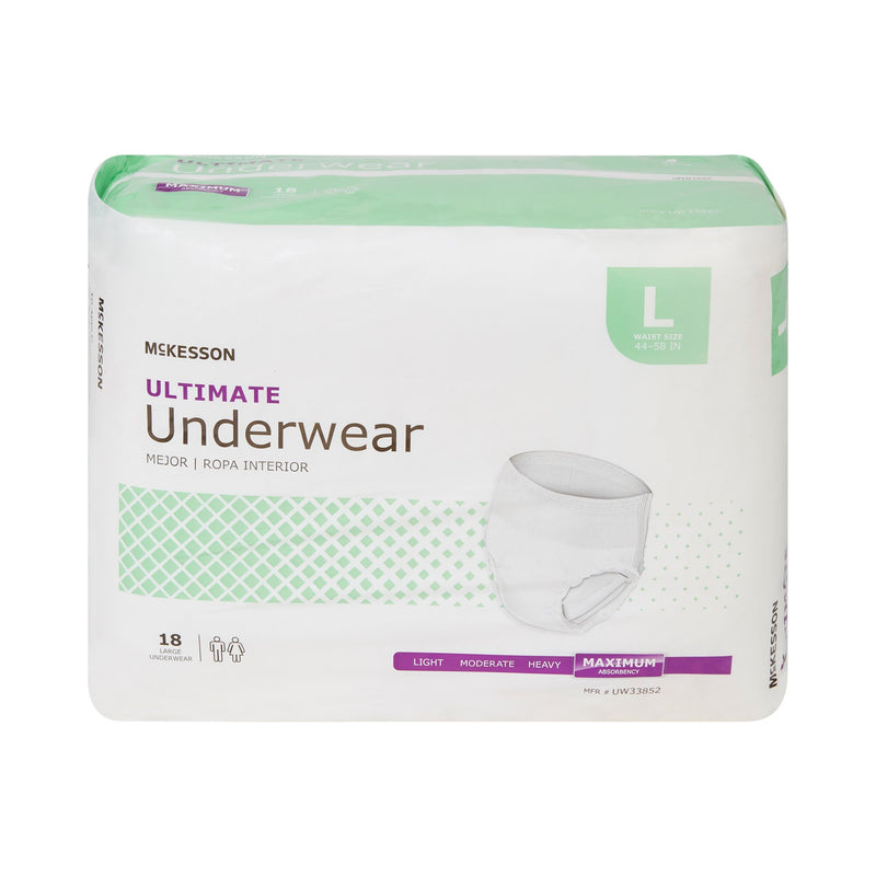 McKesson Unisex Adult Absorbent Underwear Pull On with Tear Away Seams Large Disposable Heavy Absorbency (1123836_CS) 72/CS