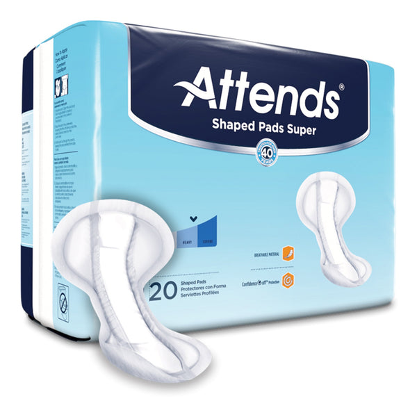 Attends® Shaped Pads Super Bladder Control Pad 13 X 27.2 Inch Heavy Absorbency Polymer Core One Size Fits Most (1186540_CS) 80/CS