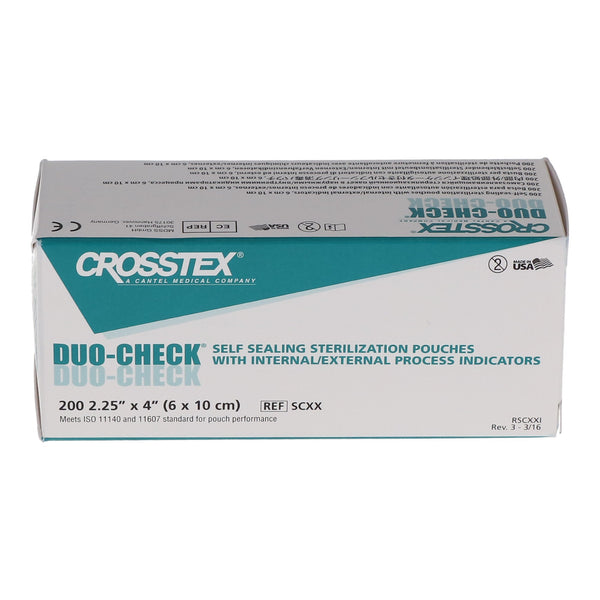Duo-Check® Sterilization Pouch Ethylene Oxide (EO) Gas / Steam 2-1/4 X 4-1/2 Inch Transparent / Blue Self Seal Paper / Film (911393_BX) 200/BX