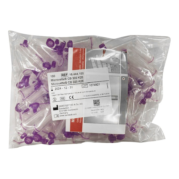 Microvette® CB 300 Capillary Blood Collection Tube K2 EDTA Additive 300 µL Pull Cap Polypropylene Tube (1060089_PK) 1/PK