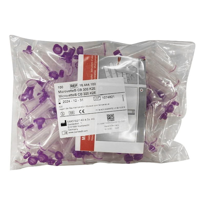 Microvette® CB 300 Capillary Blood Collection Tube K2 EDTA Additive 300 µL Pull Cap Polypropylene Tube (1060089_PK) 1/PK