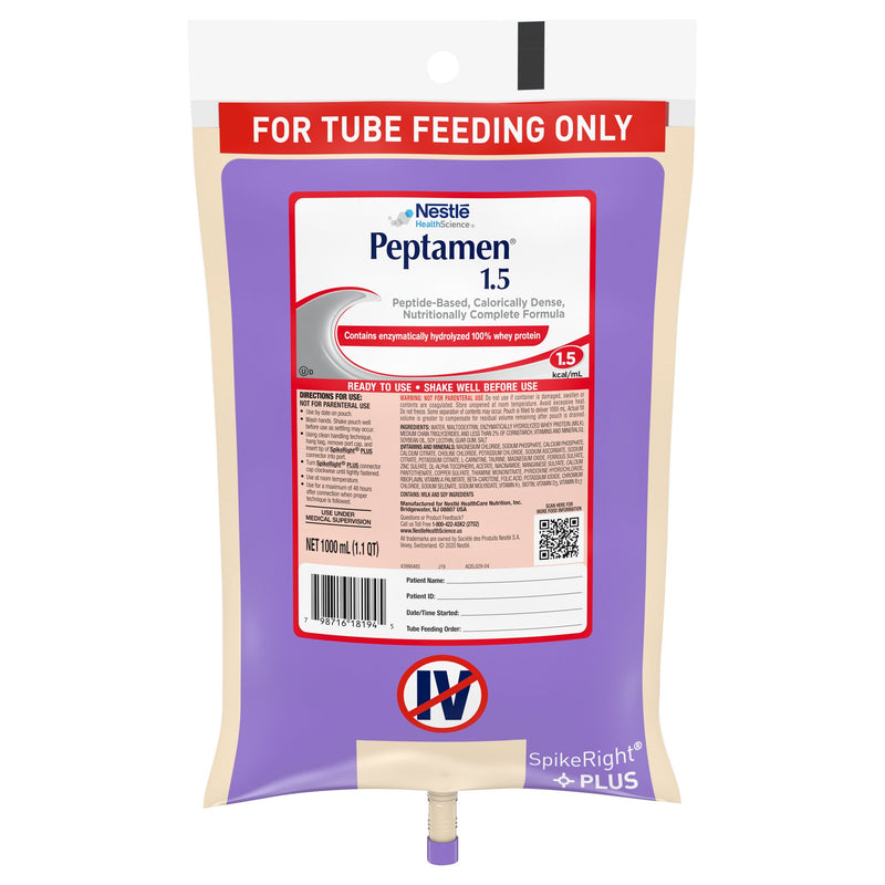 Peptamen® 1.5 Tube Feeding Formula Unflavored Liquid 1000 mL Ready to Hang Prefilled Container (664064_EA) 1/EA