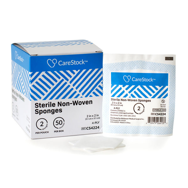 CareStock™ Gauze Sponge 2 X 2 Inch 4-Ply Sterile 2 per Pack (1242209_BX) 50/BX