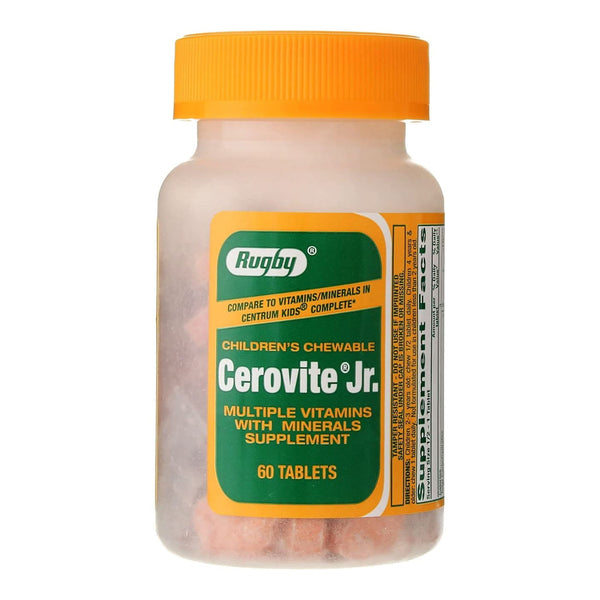 Cerovite Jr. Multivitamin Supplement Vitamin A / Cholecalciferol / Calcium 3,500 IU - 400 IU - 108 mg Strength Chewable Tablet 60 per Bottle Assorted Fruit Flavor (349923_BT) 1/BT