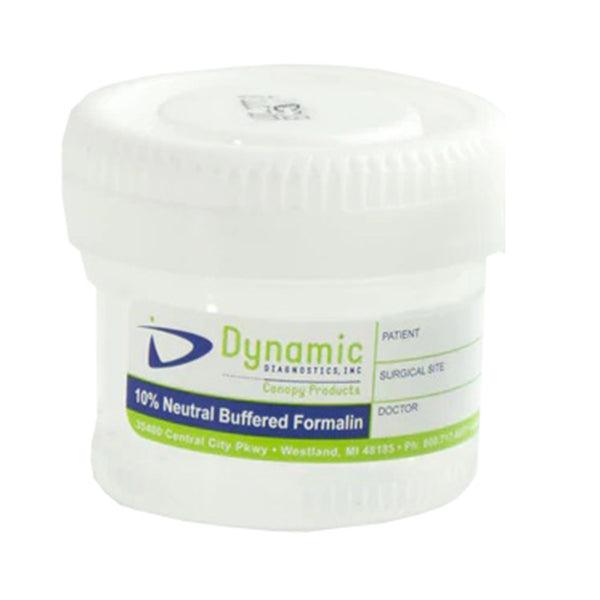 Dynamic Diagnostics Prefilled Formalin Container 20 mL Fill in 40 mL (1.35 oz.) Screw Cap Patient Information NonSterile (1193635_BX) 24/BX
