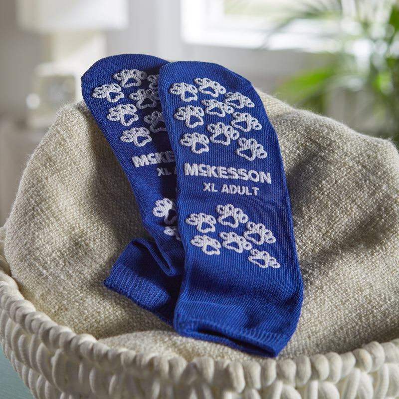 McKesson Terries™ Slipper Socks Unisex Adult X-Large Double Tread Single Patient Use Royal Blue (558995_CS) 48/CS
