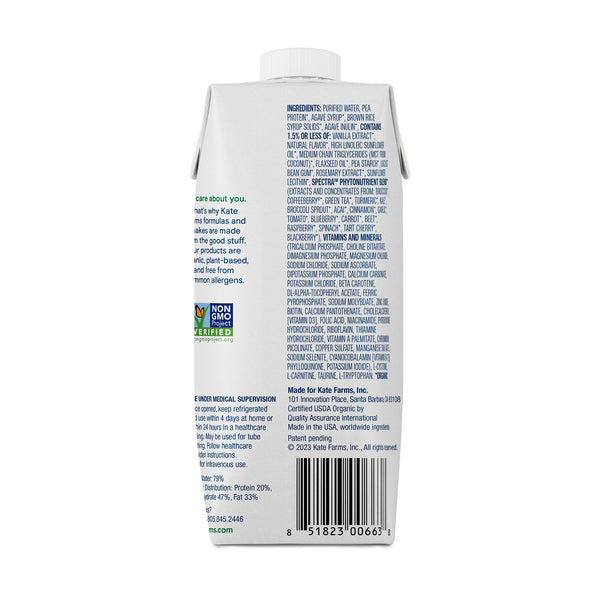 Kate Farms Standard 1.0 Oral Supplement Vanilla Flavor Liquid 11 oz. Carton (1053181_CS) 12/CS