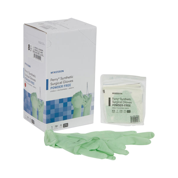 McKesson Perry® Performance Plus Surgical Glove Size 8.5 Sterile Polyisoprene Standard Cuff Length Smooth Green Chemo Tested (1044725_BX) 50/BX