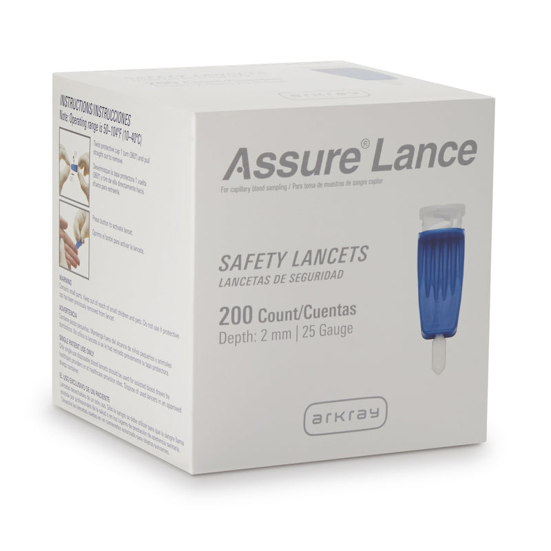 Assure® Safety Lancet 25 Gauge Protective Safety Cap Push Button Activation Finger (668950_BX) 1/BX