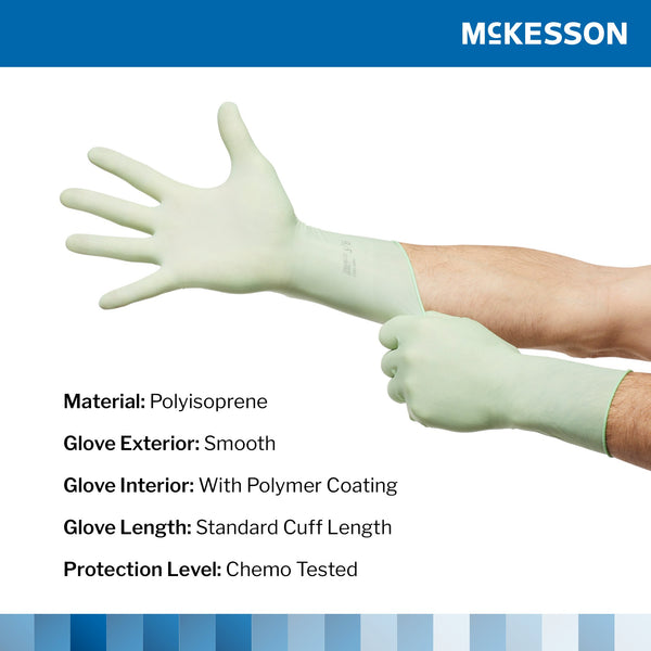 McKesson Perry® Performance Plus Surgical Glove Size 8.5 Sterile Polyisoprene Standard Cuff Length Smooth Green Chemo Tested (1044725_CS) 200/CS