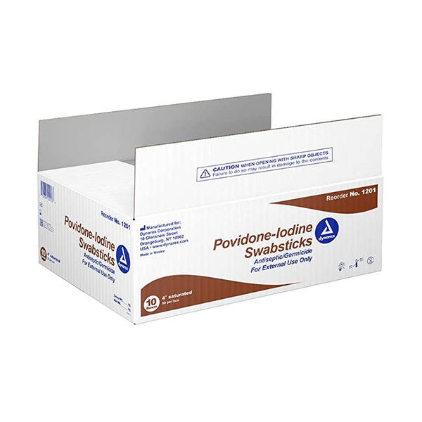 Dynarex Impregnated Swabstick 10% Strength Povidone Iodine Individual Packet NonSterile (688575_CS) 500/CS