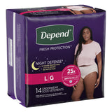 Depend® Night Defense® Female Adult Absorbent Underwear Waistband Style Large Disposable Heavy Absorbency (1163805_CS) 56/CS