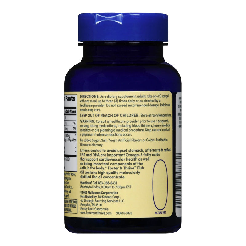 Foster & Thrive™ Omega 3 Supplement Fish Oil 1,000 mg Strength Softgel 60 per Bottle (1238888_BT) 1/BT