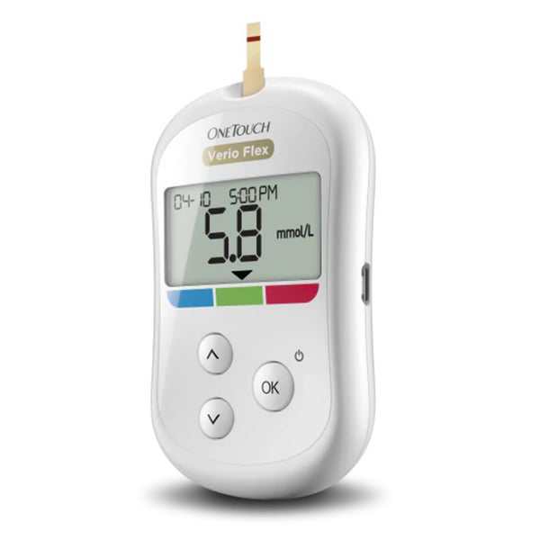OneTouch Verio Flex® Blood Glucose Meter 5 Second Results Stores up to 500 Results No Coding Required (1151164_CS) 4/CS