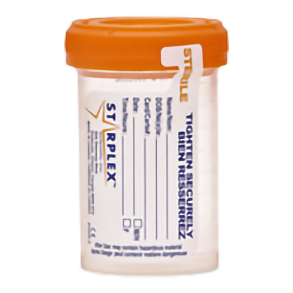 LeakBuster™ Specimen Container 48 mm Opening 90 mL (3 oz.) Screw Cap Patient Information OR Sterile (1028558_CS) 400/CS