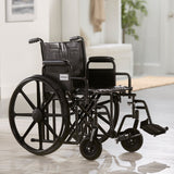 McKesson Bariatric Wheelchair Dual Axle Desk Length Arm Swing-Away Footrest Black Upholstery 22 Inch Seat Width Adult 450 lbs. Weight Capacity (1065280_EA) 1/EA