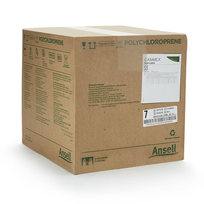 GAMMEX® Non-Latex Surgical Glove Size 7 Sterile Polyisoprene Standard Cuff Length Micro-Textured Green Chemo Tested (364345_BX) 50/BX